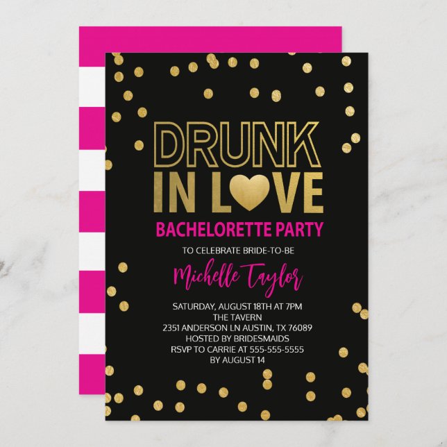 Drunk Bachelorette Invitation (Front/Back)