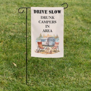 Drunk CampersWeatherproof Personalized Garden Flag