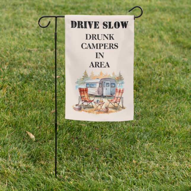 Drunk CampersWeatherproof Personalized Garden Flag (In SItu)