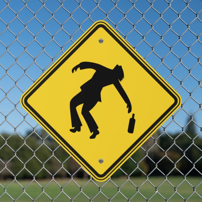 Drunk Crossing Metal Sign (In Situ(Fence))