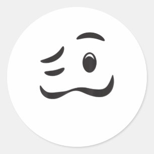 Drunk Crumpled Mouth Woozy Face Halloween Em Classic Round Sticker