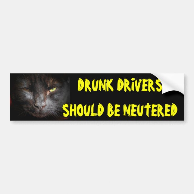 Drunk Drivers Should Be Neutered Mean Cat Bumper Sticker (Front)