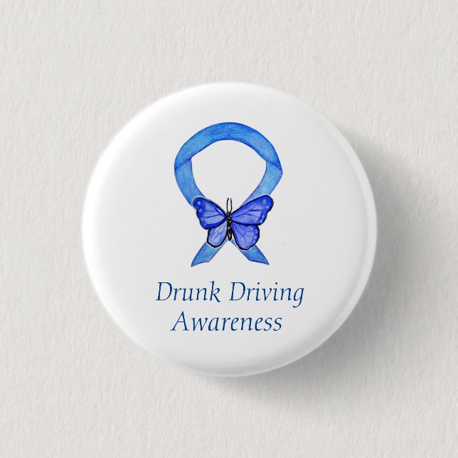 Drunk Driving Awareness Ribbon Butterfly Buttons (Front)