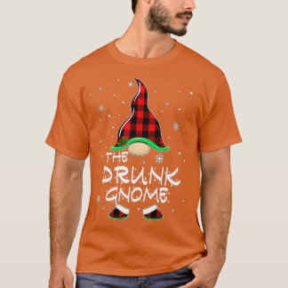 Drunk Gnome Buffalo Plaid Matching Family Christma T-Shirt