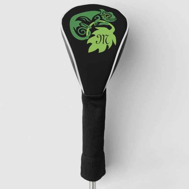 Drunk Green Chameleon Lizard Hanging Out Golf Head Cover (Front)