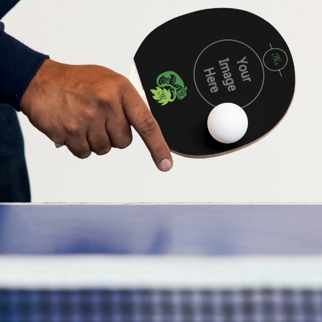 Drunk Green Chameleon Lizard Hanging Out Ping Pong Paddle (Insitu)