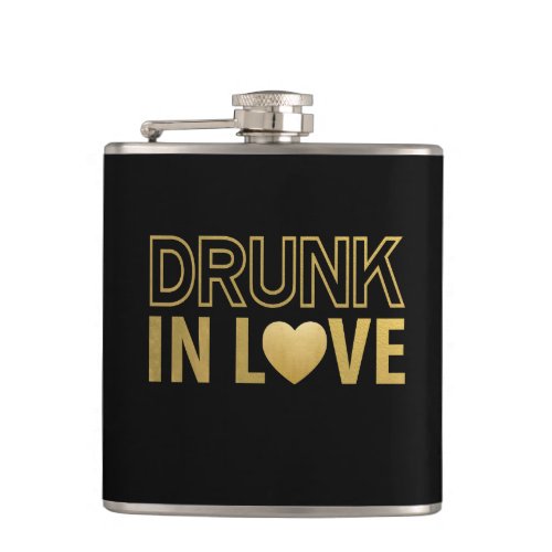 Drunk in Love Black  Gold Flask