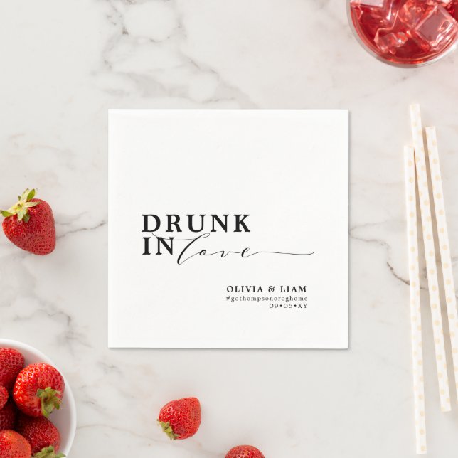 Drunk In Love Black White Wedding  Napkins (Insitu)