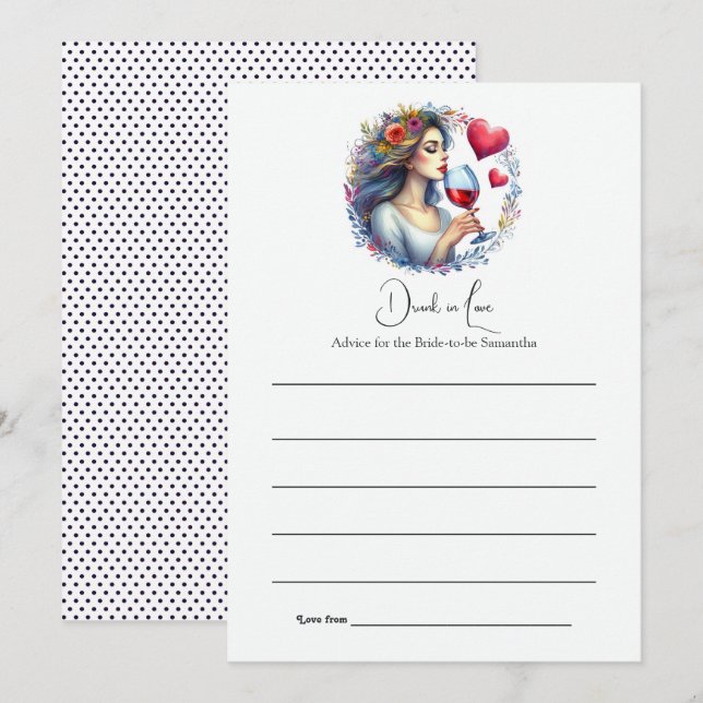 Drunk in Love Bridal Shower Advice Card (Front/Back)