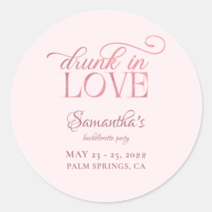 Drunk In Love Champagne Tower Pink Bachelorette Classic Round Sticker