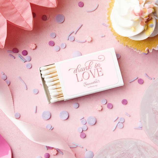 Drunk In Love Champagne Tower Pink Bachelorette Matchboxes (Insitu)