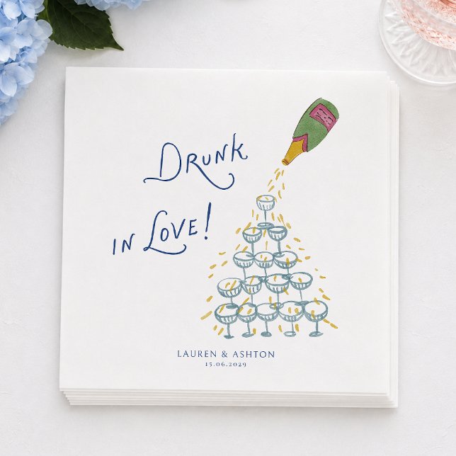 Drunk in Love Champagne Tower Wedding Napkins (Creator Uploaded)