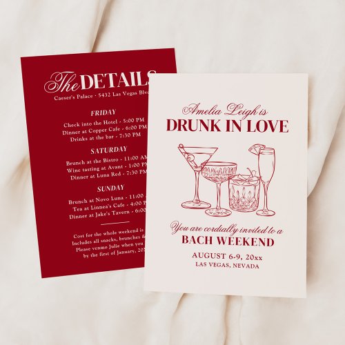 Drunk In Love Cocktails Bachelorette Weekend Invitation