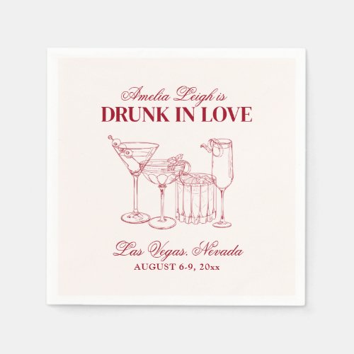 Drunk In Love Cocktails Bachelorette Weekend Napkins