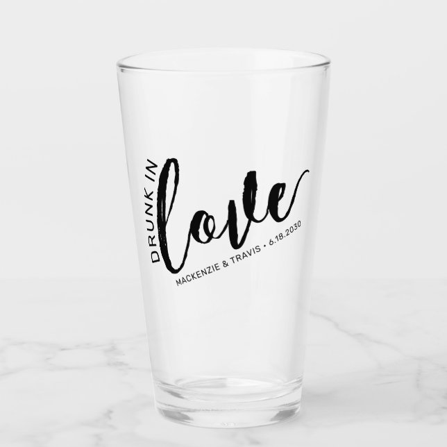 Drunk in Love Couple Romantic Favor Glass (Front)