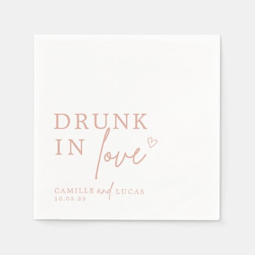 Drunk In Love Dusty Pink Personalized Napkins