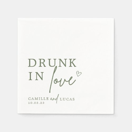 Drunk In Love Forest Green Personalized Napkins