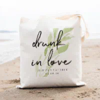 Drunk in love greenery hand lettering tote bag