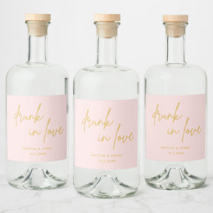 Drunk in Love Minimalist Pink Wedding Favor Liquor Bottle Label