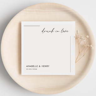 Drunk in Love Minimalist Script & Line Wedding Napkins