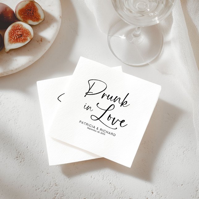 Drunk In Love Modern Calligraphy Wedding  Napkins (Creator Uploaded)