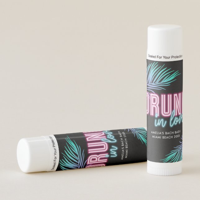 Drunk In Love Neon Blue & Pink Tropical Bach Lip Balm (Front)