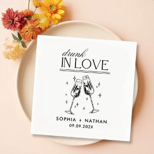 Drunk In Love Personalized Beach Cocktail Wedding Napkins