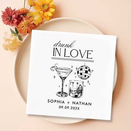 Drunk In Love Personalized Beach Cocktail Wedding Napkins