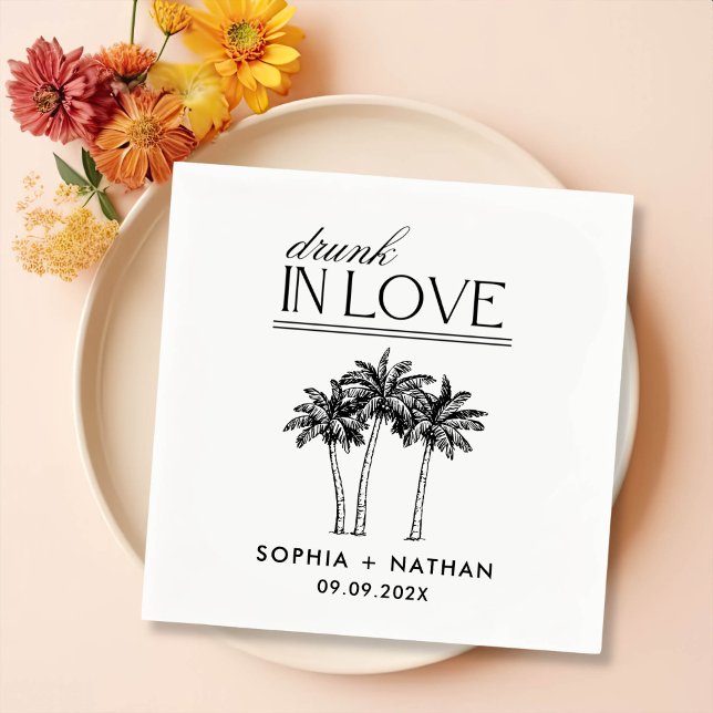 Drunk In Love Personalized Beach Wedding Napkins (Creator Uploaded)