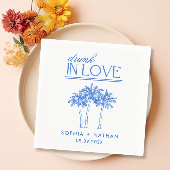 Drunk In Love Personalized Beach Wedding Napkins (Creator Uploaded)