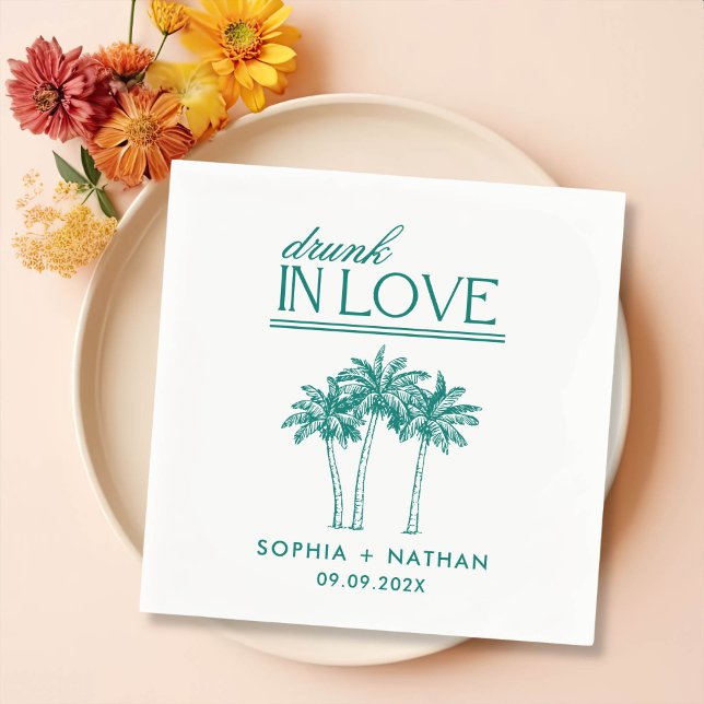 Drunk In Love Personalized Beach Wedding Napkins (Creator Uploaded)