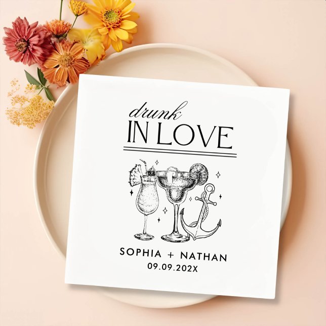 Drunk In Love Personalized Beach Wedding Napkins (Creator Uploaded)