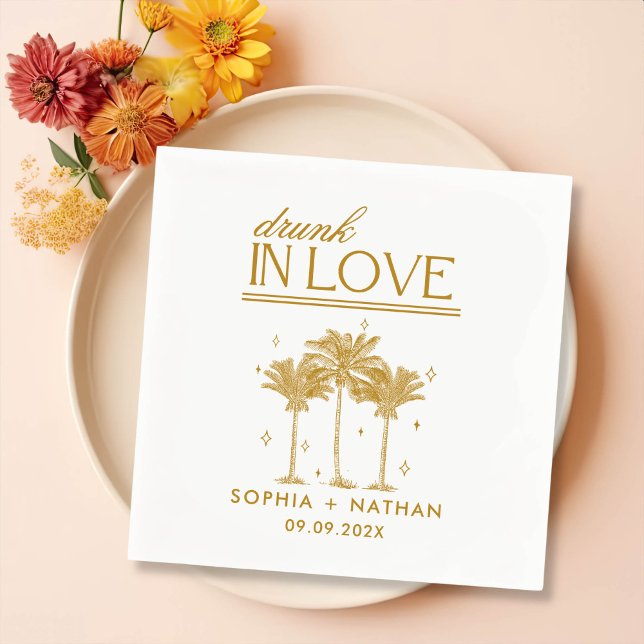 Drunk In Love Personalized Beach Wedding Napkins (Creator Uploaded)