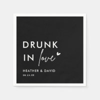 Drunk In Love Personalized Black Wedding Napkins