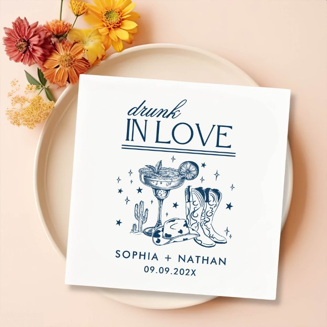 Drunk In Love Personalized Cowgirl Wedding Napkins (Creator Uploaded)