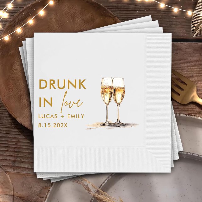 Drunk In Love Personalized Glasses Wedding Napkins (Creator Uploaded)