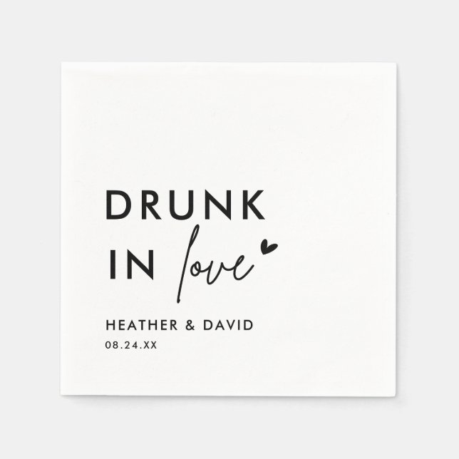 Drunk In Love Personalized Wedding Napkins (Front)