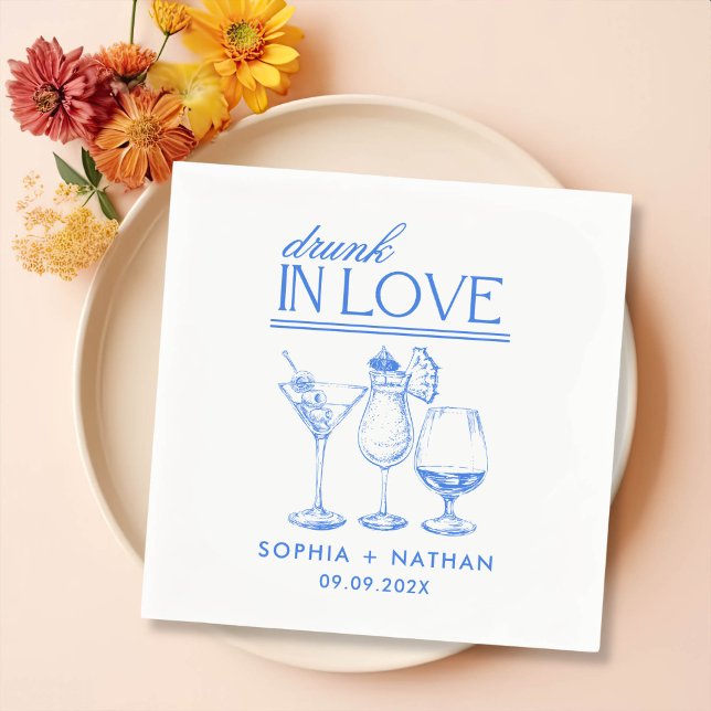 Drunk In Love Personalized Wine Glasses Wedding Na Napkins (Creator Uploaded)