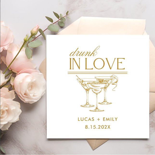 Drunk In Love Personalized Wine Glasses Wedding Napkins (Creator Uploaded)
