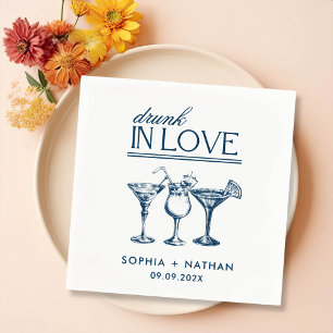Drunk In Love Personalized Wine Glasses Wedding Napkins