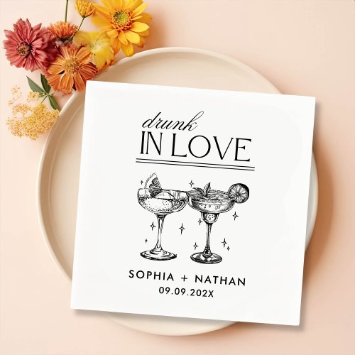 Drunk In Love Personalized Wine Glasses Wedding Napkins