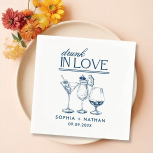 Drunk In Love Personalized Wine Glasses Wedding Napkins
