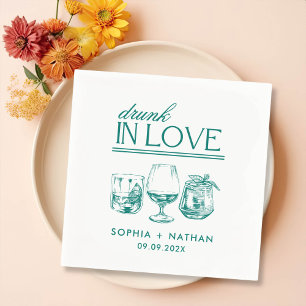 Drunk In Love Personalized Wine Glasses Wedding Napkins