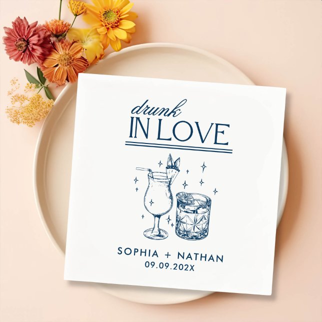 Drunk In Love Personalized Wine Glasses Wedding Napkins (Creator Uploaded)