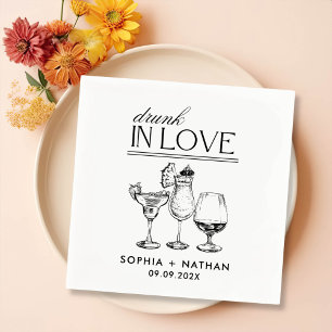 Drunk In Love Personalized Wine Glasses Wedding Napkins