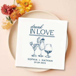 Drunk In Love Personalized Wine Glasses Wedding Napkins