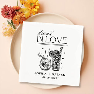 Drunk In Love Personalized Wine Glasses Wedding Napkins