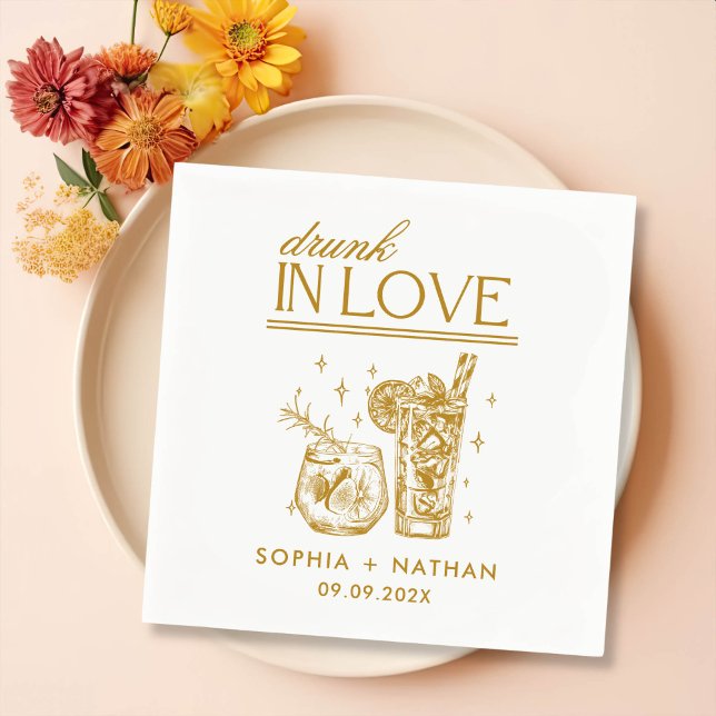 Drunk In Love Personalized Wine Glasses Wedding Napkins (Creator Uploaded)