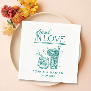 Drunk In Love Personalized Wine Glasses Wedding Napkins