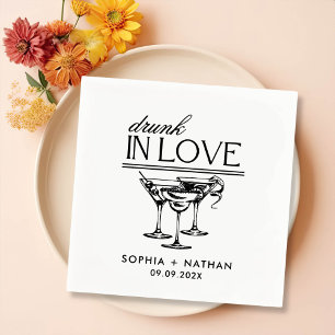 Drunk In Love Personalized Wine Glasses Wedding Napkins